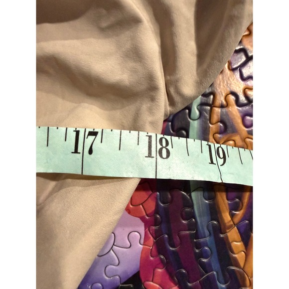 MANIERE DE VOIR Beige Shirt Dress Long Sleeve Button Front Chain Detail Size 10 - Picture 7 of 10